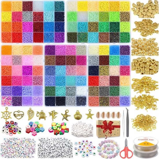 Kralen 8mm glazen kralen set - 270 stuks multicolor kralen voor