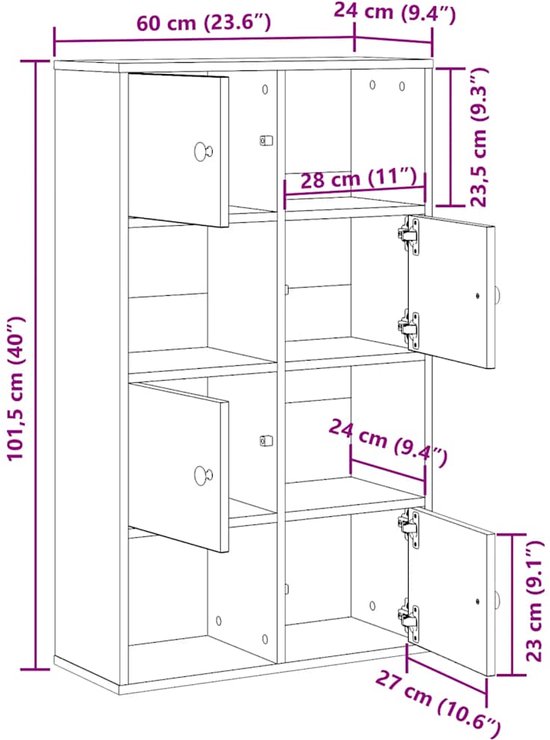Bibliothèque vidaXL - Bibliothèques - Meuble de rangement - 60 x 24 x 101,5 cm - Bois traité blanc