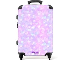 NoBoringSuitcases.com NoBoringSuitcases.com® - Kinderkoffer groot - Kindertrolley koffer - Hartjes - Pastel - Rolkoffer lichtgewicht - Reiskoffer met 4 wielen - 20 kg bagage