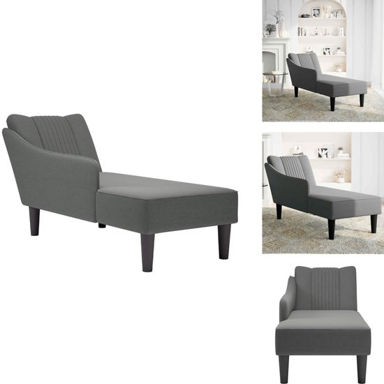 vidaXL Chaise longue met kussen en rechterarmleuning stof donkergrijs