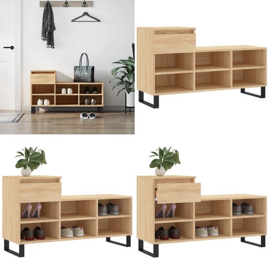 Schoenenkast 30x35x70 cm bewerkt hout hoogglans wit