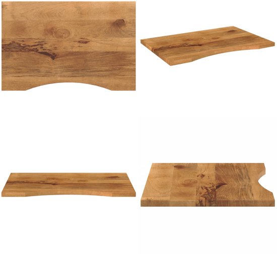 vidaXL Bureaublad met ronding 120x50x2,5 cm massief ruw mangohout
