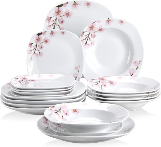 Delys 545959 Porcelain Dinner Service 18-Piece for 6 People, Dinner