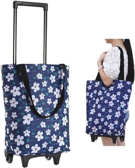 Canvas Boodschappentas met Leren Handvatten Deluxe Zwart