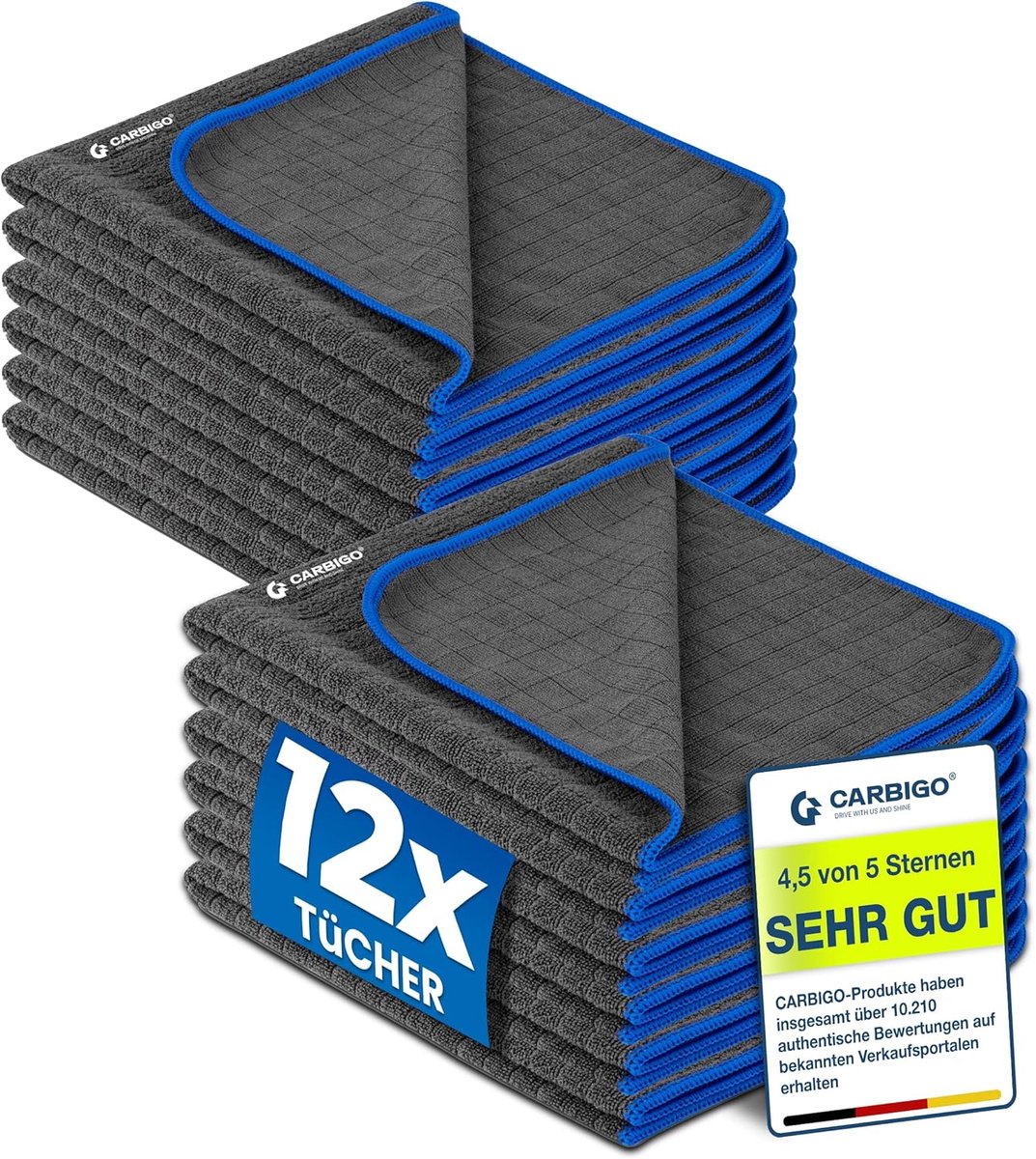 Ultra Absorberende Microvezeldoeken voor Auto en Motor - Pluizenvrij en Zacht - 40x40cm - 12 Stuks