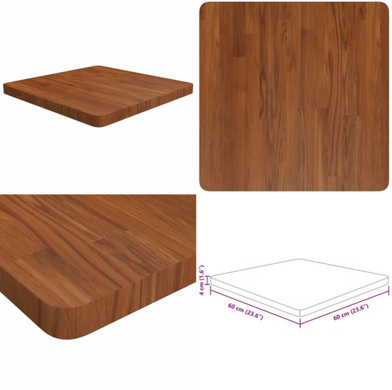 vidaXL Tafelblad vierkant 40x40x2,5cm behandeld eiken donkerbruin