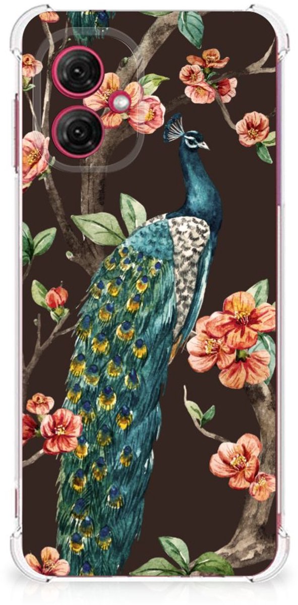 Motorola Moto G55 Case Anti-shock Pauw met Bloemen