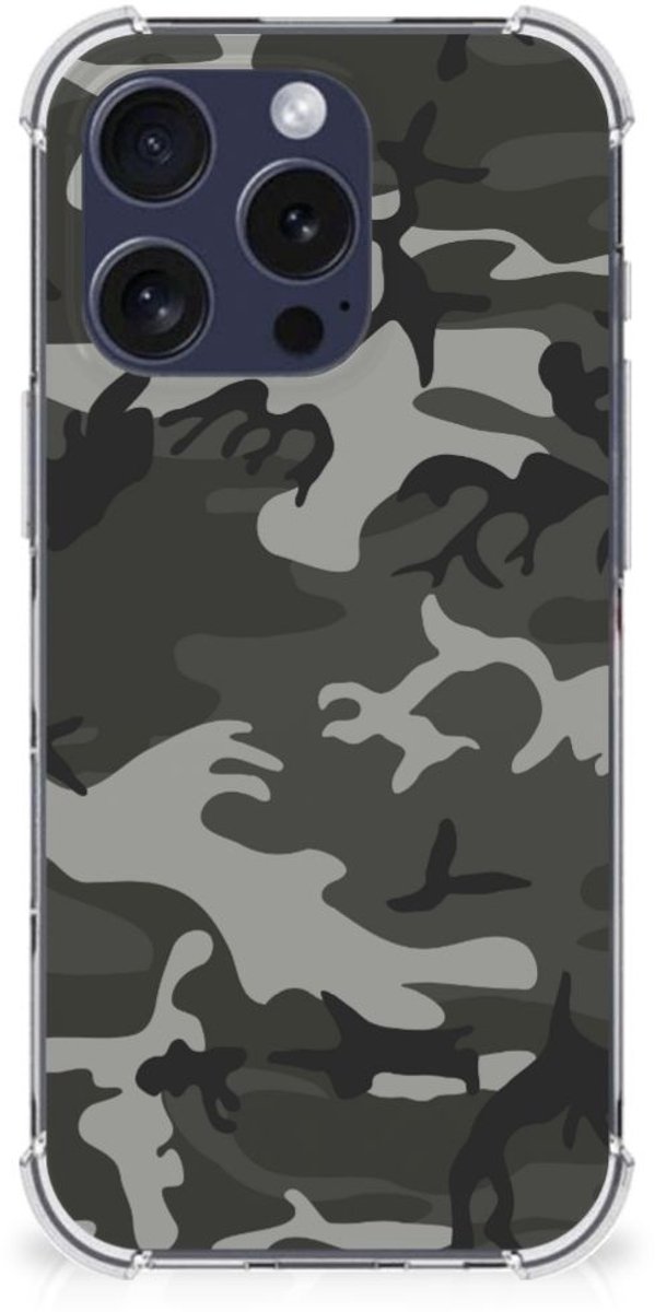iPhone 16 Pro Doorzichtige Silicone Hoesje Army Light