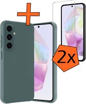 Coque compatible avec Samsung A36, coque en Siliconen avec 2 films de protection d'écran, coque arrière compatible avec Samsung Galaxy A36, vert foncé