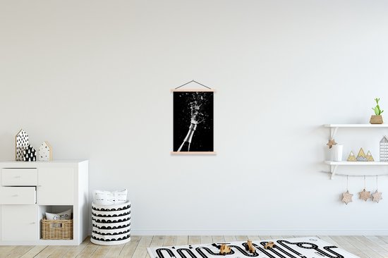 Posterhanger incl. Poster 40x60 cm - Schoolplaat - Champagne - Zwart - Spetters - Popping - Textielposter - Blanke latten