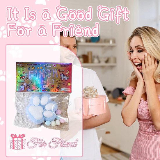 IKOPFLN 4 Anti-stress Koekjes & 4 Squishy Kattenpoten – TPR Siliconen – Zacht En Rekbaar – Voor Kinderen En Volwassenen – Fidget Speelgoed