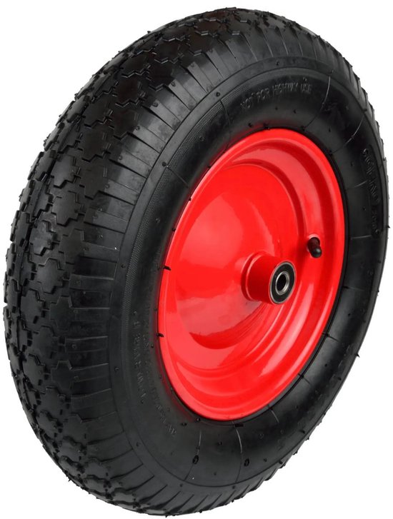 GEKO Rubberwiel - 100 kg draagkracht - Rode velg - Voor kruiwagens en karren — afbeelding 3