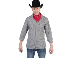 Cowboy & Cowgirl Kostuum | Zwart Wit Ruitjes Shirt Cowboy Hank Man | Maat 60-62 | Bierfeest | Verkleedkleding