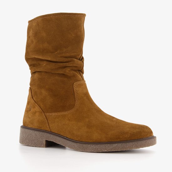 Hush Puppies suede dames enkellaarzen cognac - Maat 40 - Echt leer - Uitneembare zool