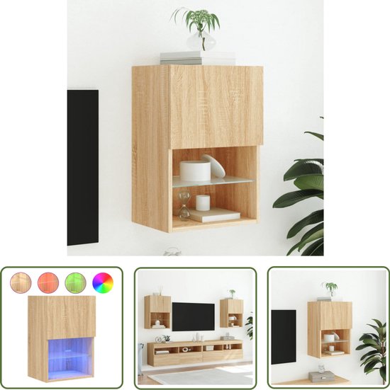 Tv-wandmeubel met LED-verlichting 40,5x35x80 cm sonoma eiken kopen