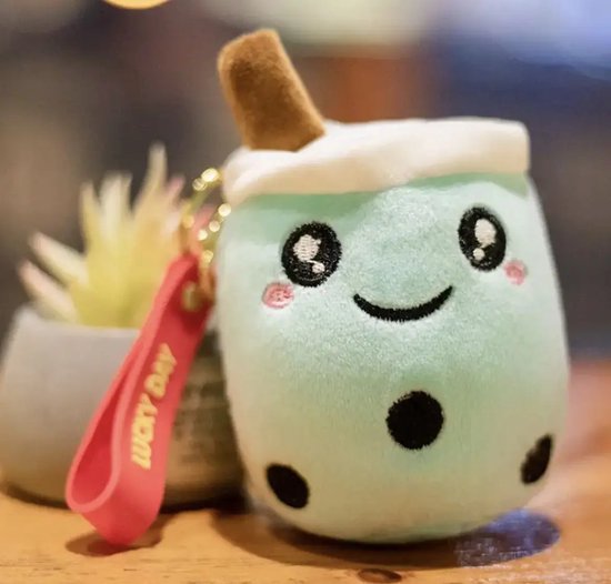 Kawaii bubble tea mini knuffel - sleutelhanger – Groen