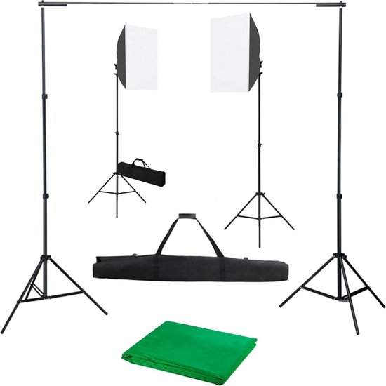 Foto: Vidaxl studioset achtergrond softboxlamp 600x300 cm groen fotostudio set