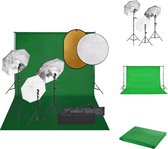 vidaXL fotostudioset - 3x statief - 3 paraplus - 3x daglichtlamp - 2x standaard - achtergrond - 5-in-1 reflector - 2-in-1 reflector - Fotostudio Set