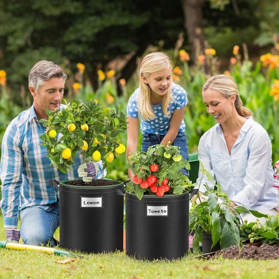 Simboom plantenzak van vliesstof met handgrepen, voor tomaten, bloemen, planten en meer, zwart, 40 liter, 5 stuks Simboom plantenzak van vliesstof met handgrepen, voor tomaten, bloemen, planten en meer, zwart, 40 liter, 5 stuks