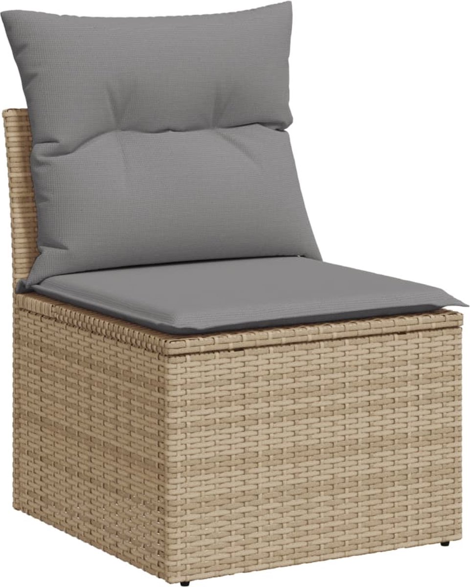vidaXL - 6-delige - Loungeset - met - kussens - poly - rattan - beige thumbnail 4
