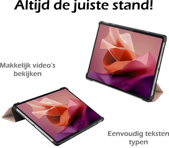 Étui adapté pour Lenovo Tab P12, étui pour tablette à trois volets avec découpe, adapté pour Lenovo Pen avec protecteur d'écran - Étui adapté pour Lenovo Tab P12, étui à Hardcover, Bookcase - Or rose