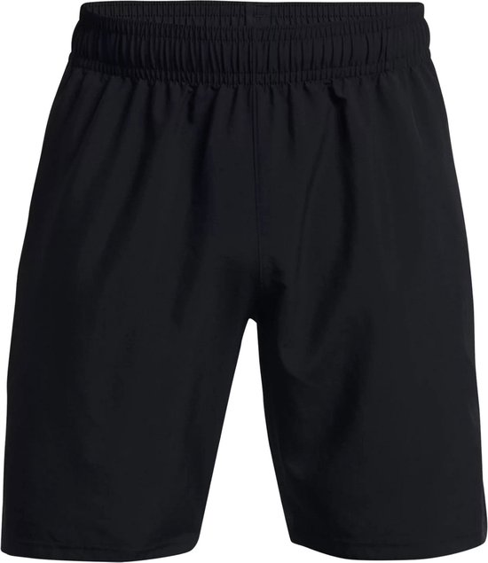 Zwart sportbroekje met elastische tailleband en trekkoord.