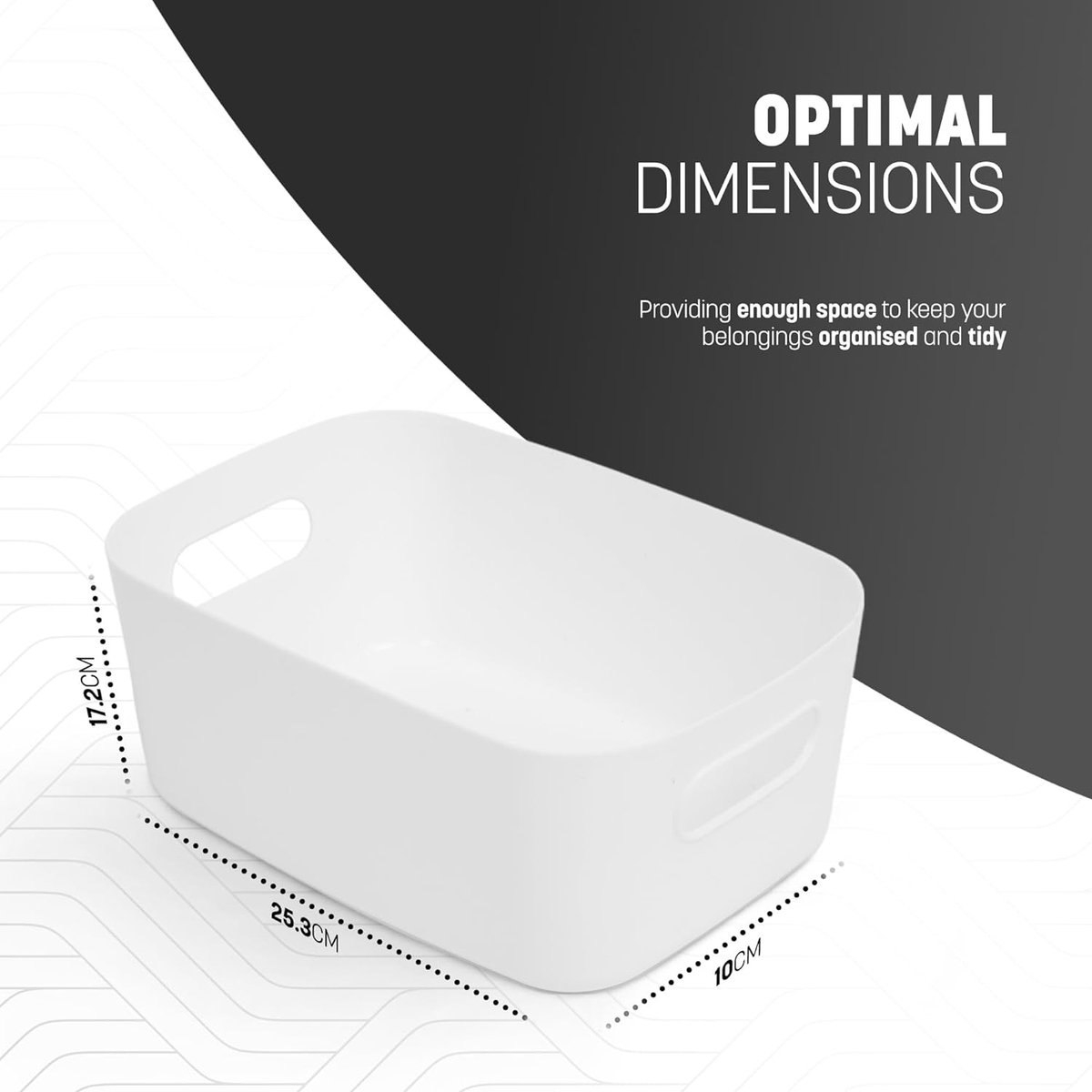 NCRGB 6 Wit Plastic Opbergmanden voor Kantoor 25×18×10cm,Kunststof Opbergmand met Handgrepen,Multifunctionele Opbergdozen Opgeruimde Organizer voor Badkamer,Keuken,Kantoor,Kast