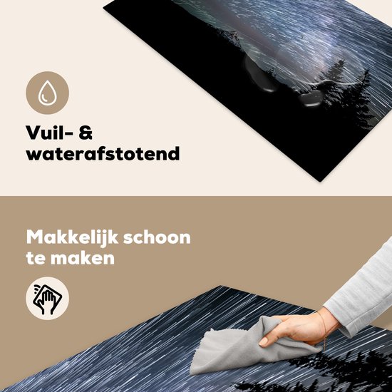 KitchenYeah® Inductie beschermer 91.2x52 cm - Sterrenhemel - Bos - Sporen - Kookplaataccessoires - Afdekplaat voor kookplaat - Inductiebeschermer - Inductiemat - Inductieplaat mat