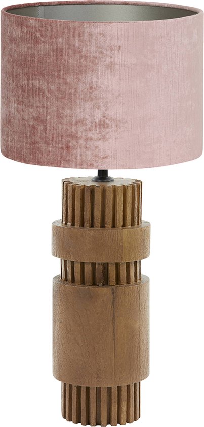 Light and Living tafellamp - roze - hout - SS102412