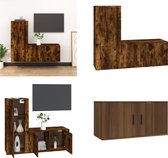 vidaXL 2-delige Tv-meubelset bewerkt hout gerookt eikenkleurig - Tv-kast - Tv-kasten - Tv-meubel - Hifi-meubel