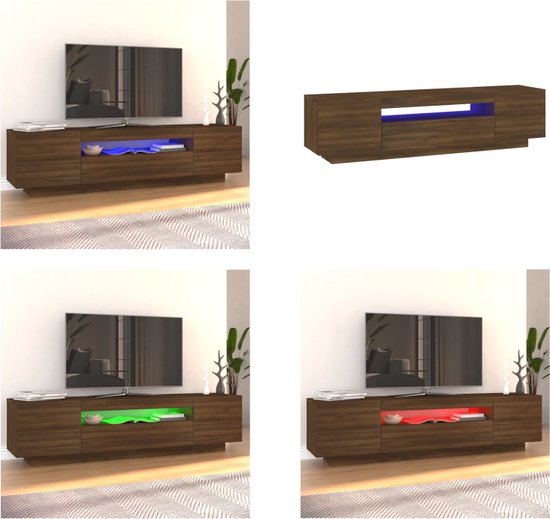 vidaXL Tv-meubel met LED-verlichting 160x35x40 cm bruineikenkleurig - Tv-kast - Tv-kasten - Tv-meubel - Hifi-meubel