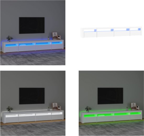 vidaXL Tv-meubel met LED-verlichting 270x35x40 cm wit - Tv-kast - Tv-kasten - Tv-meubel - Tv-meubel Met LED-verlichting