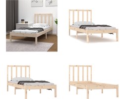 vidaXL Bedframe zonder matras massief grenenhout 75x190 cm - Bedframe - Bedframes - Bed - Bedbodem