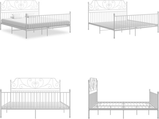 vidaXL Cadre de lit en métal Blanc 180x200 cm - Cadre de lit - Cadre de lit - Cadre de lit - Cadres de lit