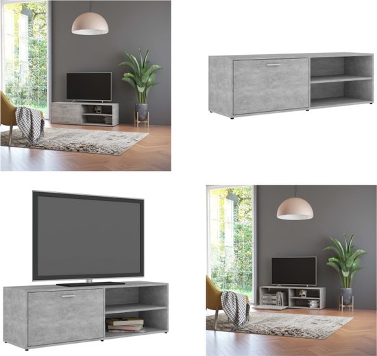 vidaXL Tv-meubel 120x34x37 cm bewerkt hout betongrijs - Tv-meubel - Tv-meubels - Tv-meubelen - Tv-meubilair