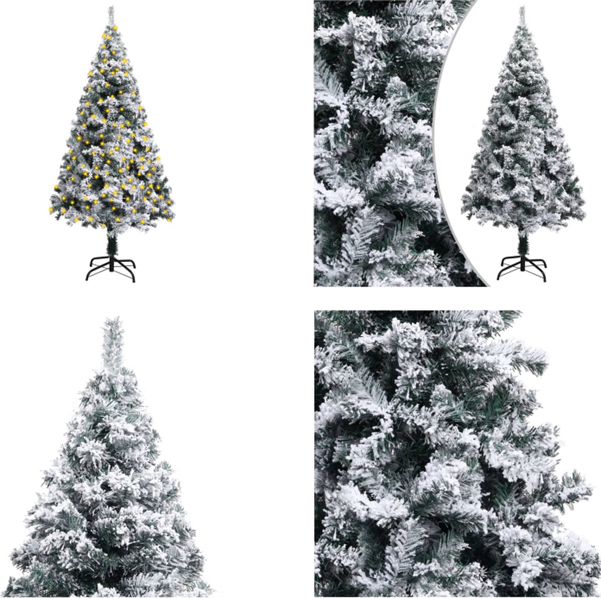 vidaXL Kunstkerstboom met LED's en sneeuwvlokken 120 cm groen - Kunstkerstboom - Kunstkerstbomen - Kerstboom - Kerstdecoratie