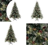 vidaXL Kerstboom met LED's en dennenappels 120 cm PVC en PE groen wit - Kunstkerstboom - Kunstkerstbomen - Kerstboom - Kerstdecoratie