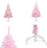 vidaXL Kunstkerstboom met LED's en kerstballen 240 cm PVC roze - Kunstkerstboom - Kunstkerstbomen - Kerstboom - Kerstdecoratie