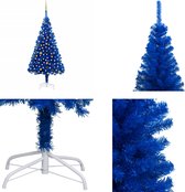 vidaXL Sapin de Noël artificiel avec LED et boules de Noël 210 cm PVC Bleu - Sapin de Noël artificiel - Sapins de Noël artificiels - Sapin de Noël - Décoration de Noël