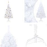 vidaXL Kunstkerstboom met LED's en kerstballen 210 cm PVC wit - Kunstkerstboom - Kunstkerstbomen - Kerstboom - Kerstdecoratie