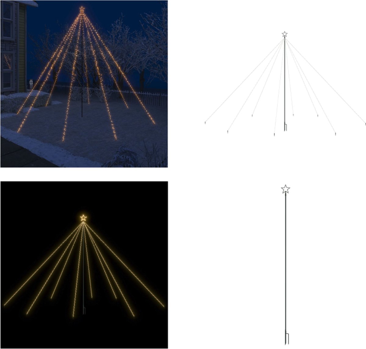 vidaXL Kerstboomverlichting waterval binnen buiten 800 LED's 5 m - LED-boomverlichting - LED-boomverlichtingen - Kerstverlichting - Kerstverlichtingen