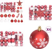 vidaXL 108-delige Kerstballenset rood en wit - Kerstballenset - Kerstballensets - Kerstballen Set - Kerstversieringset