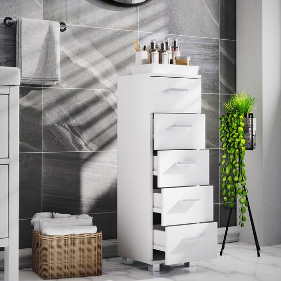 thumbnail: Planetmöbel Badkamerkast Midikast Antraciet 32 Cm - Wandmeubel Met Deur En 3 Vakken, Kleine Opbergkast Voor Moderne Badkamers