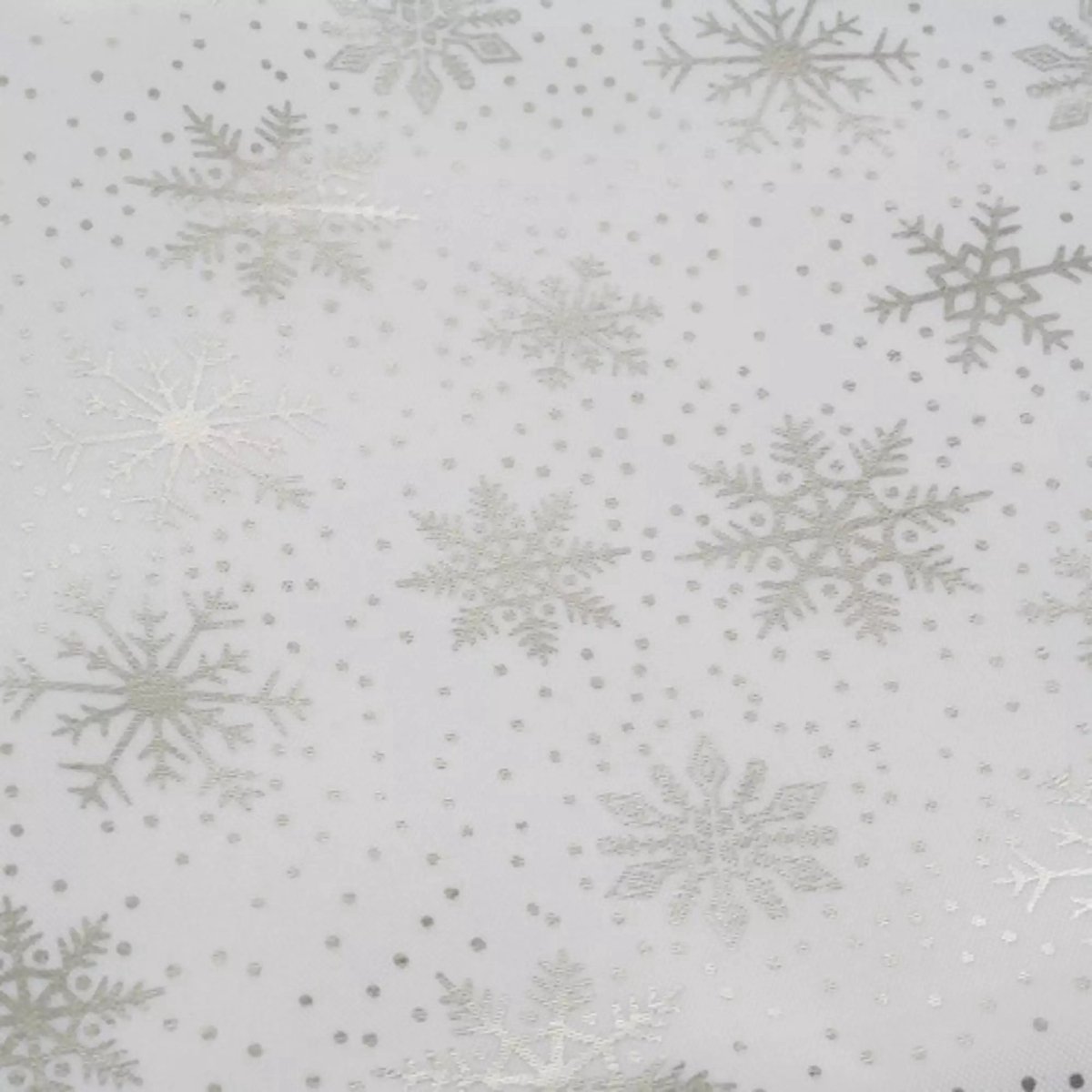 Ruhhy Kersttafelkleed 260x140cm - Elegant Wit met Zilveren Sneeuwvlokken