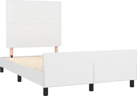 vidaXL Cadre de lit avec tête de lit Simili cuir Blanc 120x200 cm - Cadre de lit avec tête de lit - Encadrements de lit avec têtes de lit - Cadre de lit - Lit