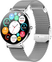 Valante Essential Smartwatch - Smartwatch Heren - Zilver staal - 43 mm - Stappenteller - Hartslagmeter - Bloeddrukmeter