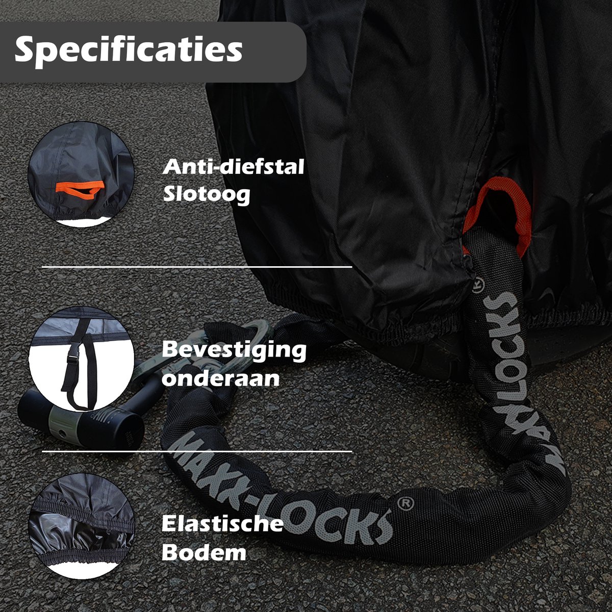 Maxxcovers - Scooterhoes met Windscherm Waterdicht - Universele Hoes voor Buiten - Ook voor Vespa Sprint Scooter - Maat M - Zwart – foto 3