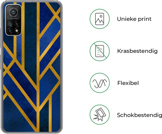 Coque Xiaomi Mi 10T 5G - Or - Blauw - Luxe - Coque de téléphone en Siliconen
