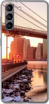 Geschikt voor Samsung Galaxy S21 hoesje - New York - Brooklyn - Bridge - Siliconen Telefoonhoesje