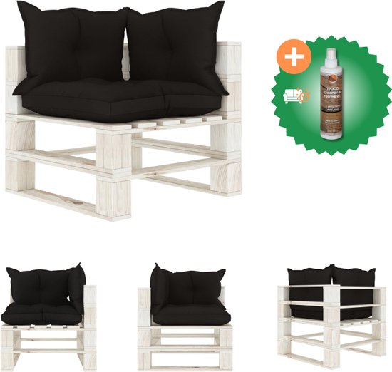 vidaXL Tuinmiddenbank met crèmekleurige kussens pallet hout - Pallet vidaXL Tuinmiddenbank met crèmekleurige kussens pallet hout - Pallet